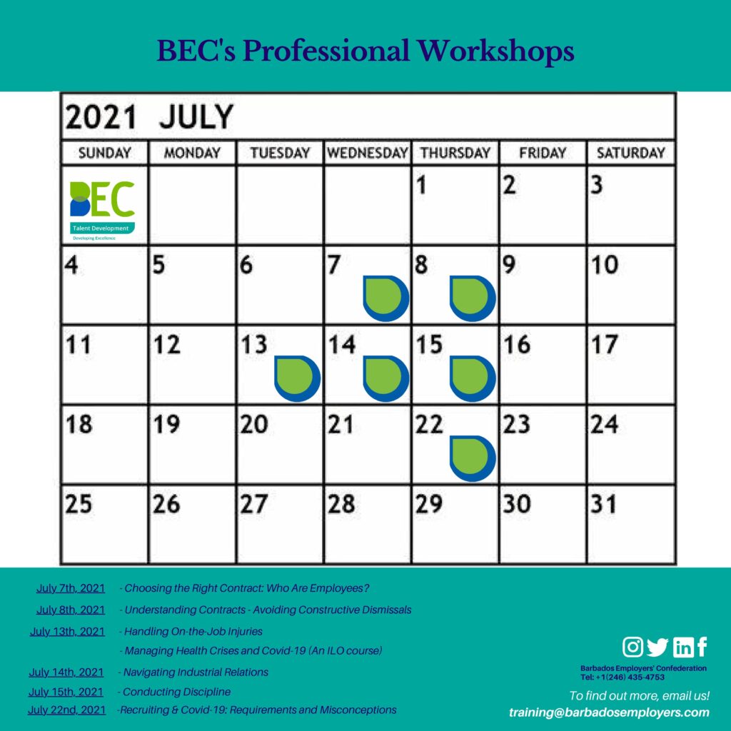 Take a look at our Professional Workshops available to you during the month of July!