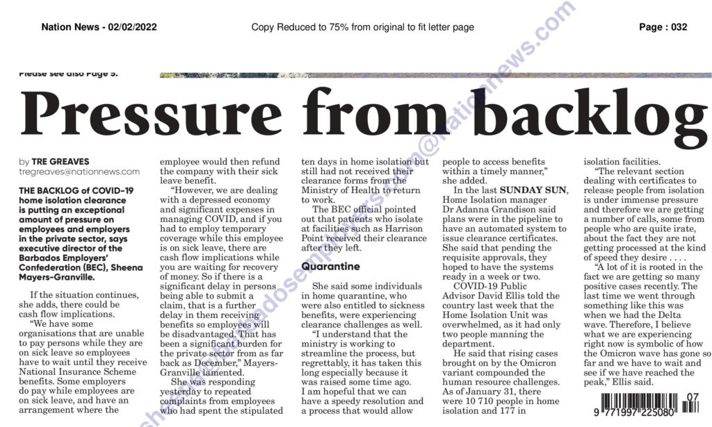 Pressure from backlog – Article – Nation Newspaper 02 Feb 2022
