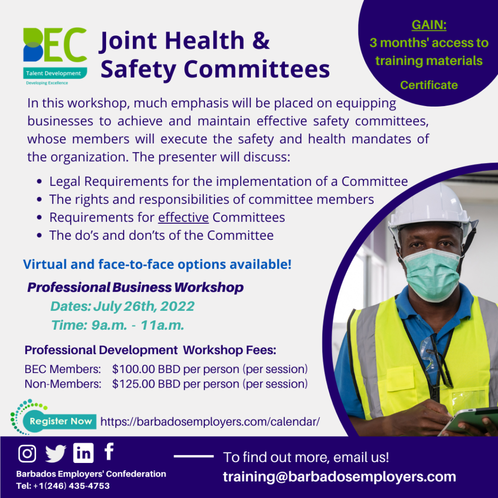 Joint Health And Safety Committees Face To Face Attendance Barbados 