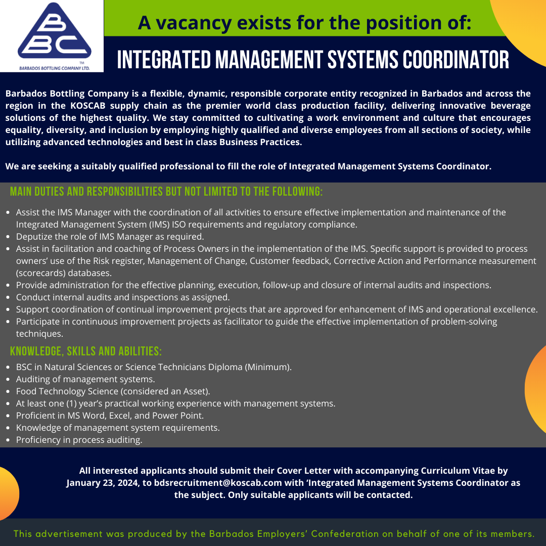 KOSCAB- Integrated Management Systems Coordinator