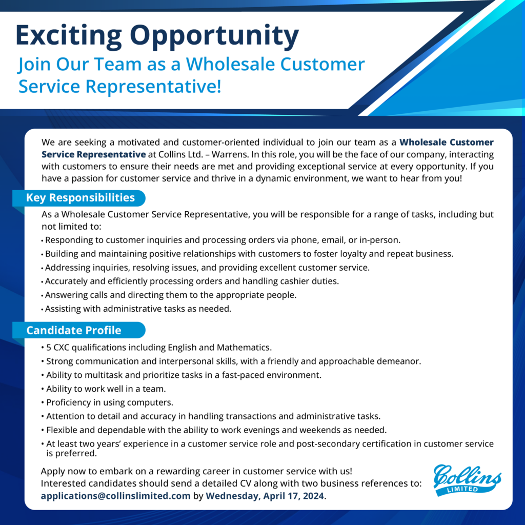 Wholesale Customer Service Rep Vacancy – Social media (1)