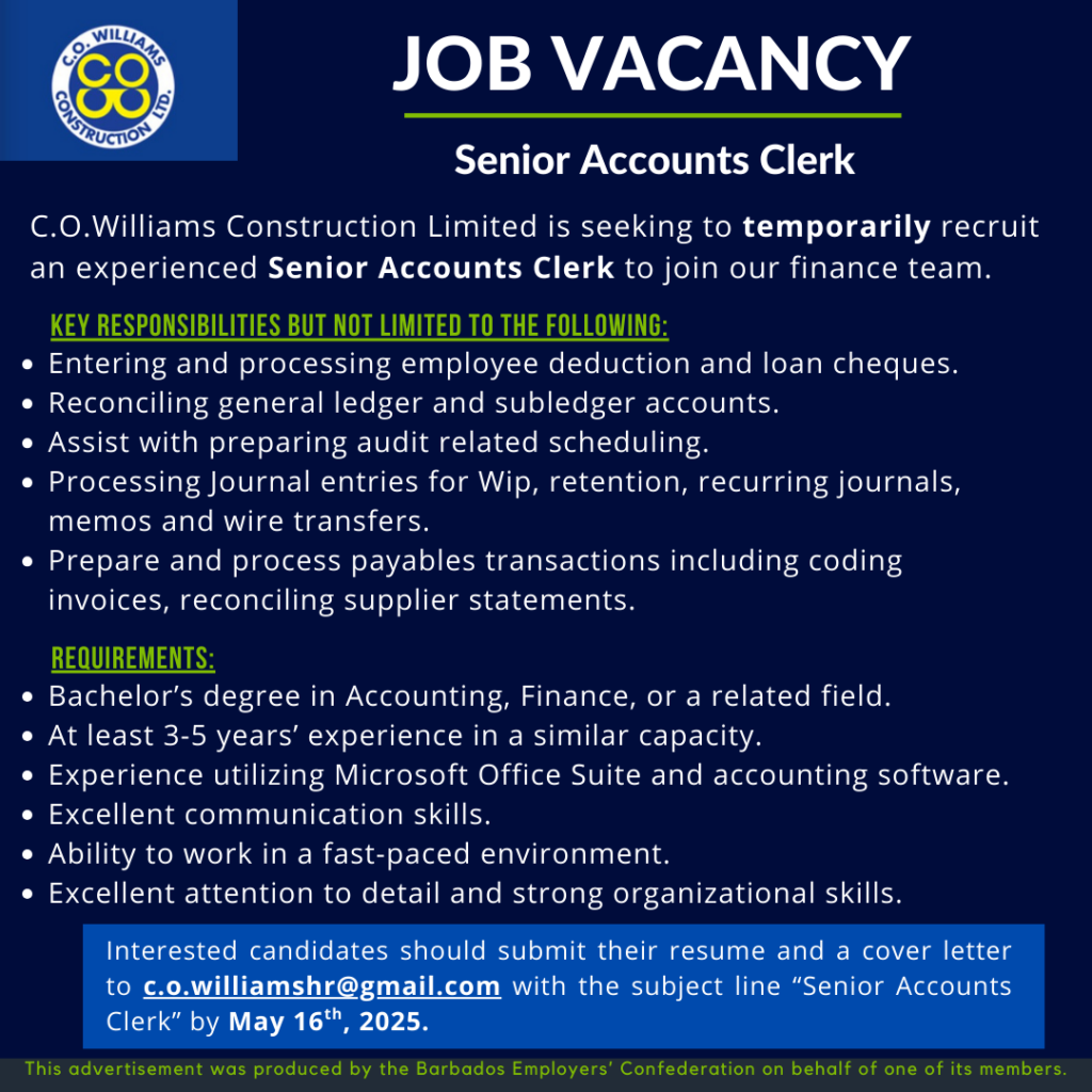 Temporary Senior Accounts Clerk