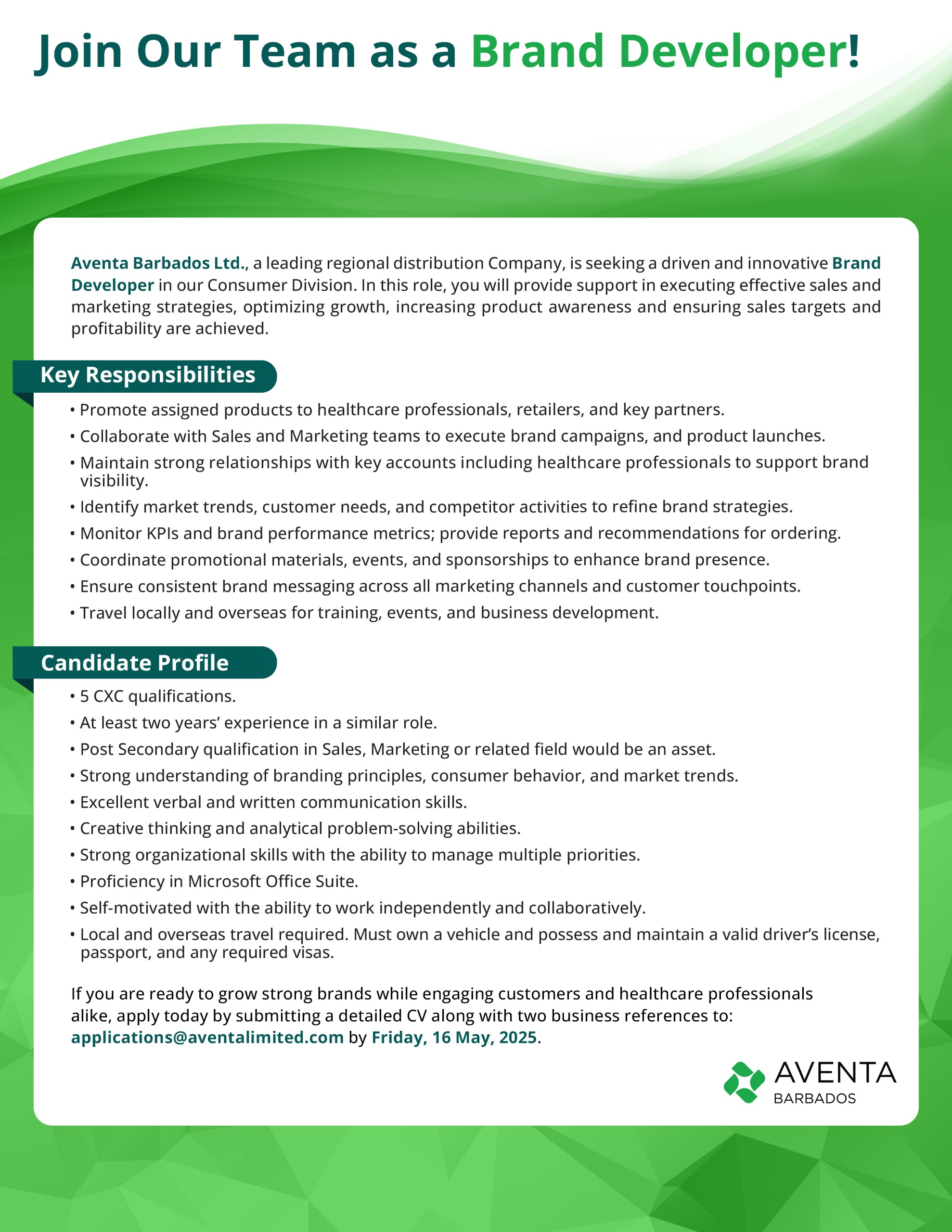 Aventa Brand Developer Job Posting