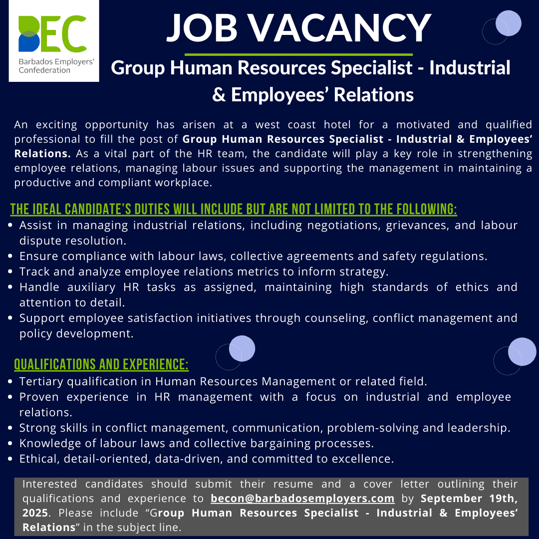 Group HR Specialist – Industrial & Employees’ Relations